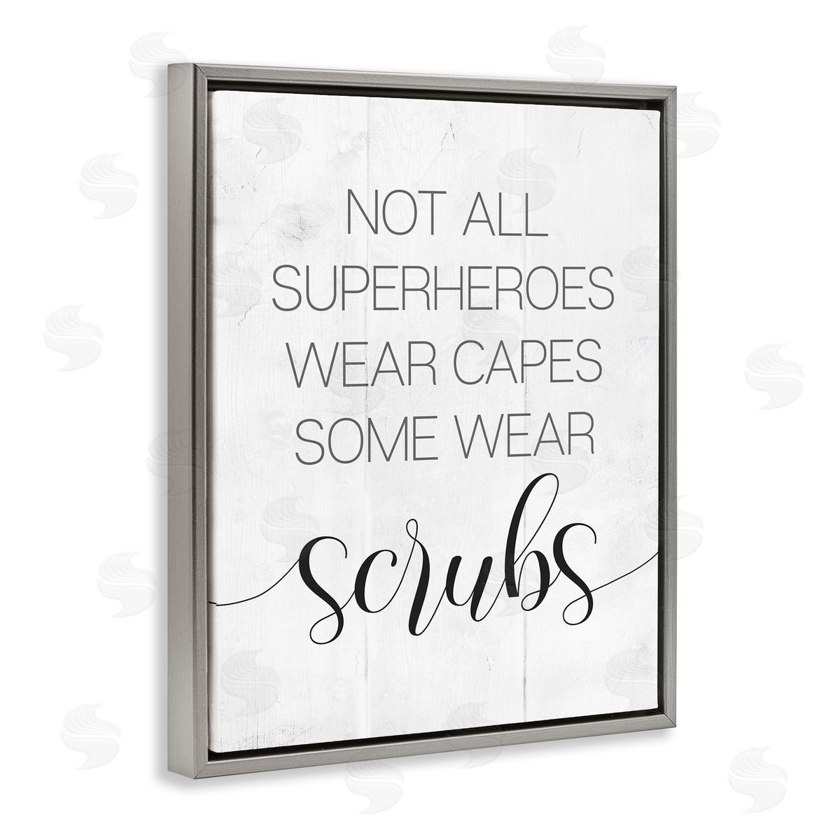 Some Superheroes Wear Scrubs Grey Floating Frame Canvas Wall Art, Home Decor by Stupell Studio