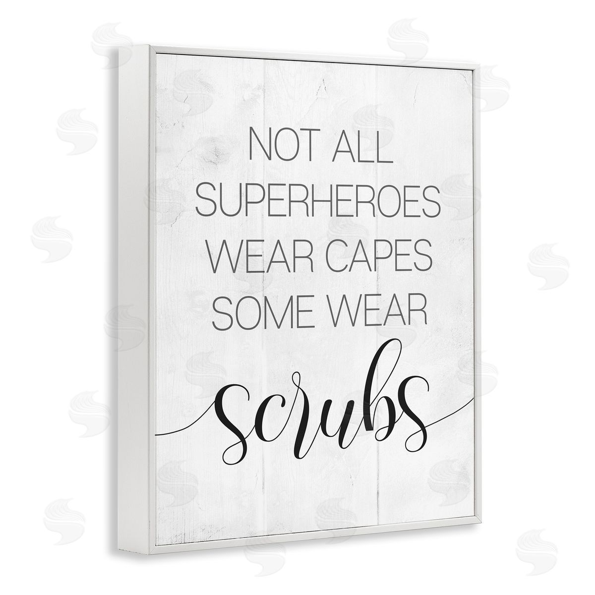 Some Superheroes Wear Scrubs White Frame Print Wall Art, Home Decor by Stupell Studio