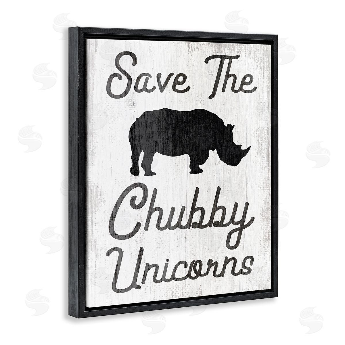 Save the Chubby Unicorns Black Floating Frame Canvas Wall Art, Home Decor by Stupell Studio