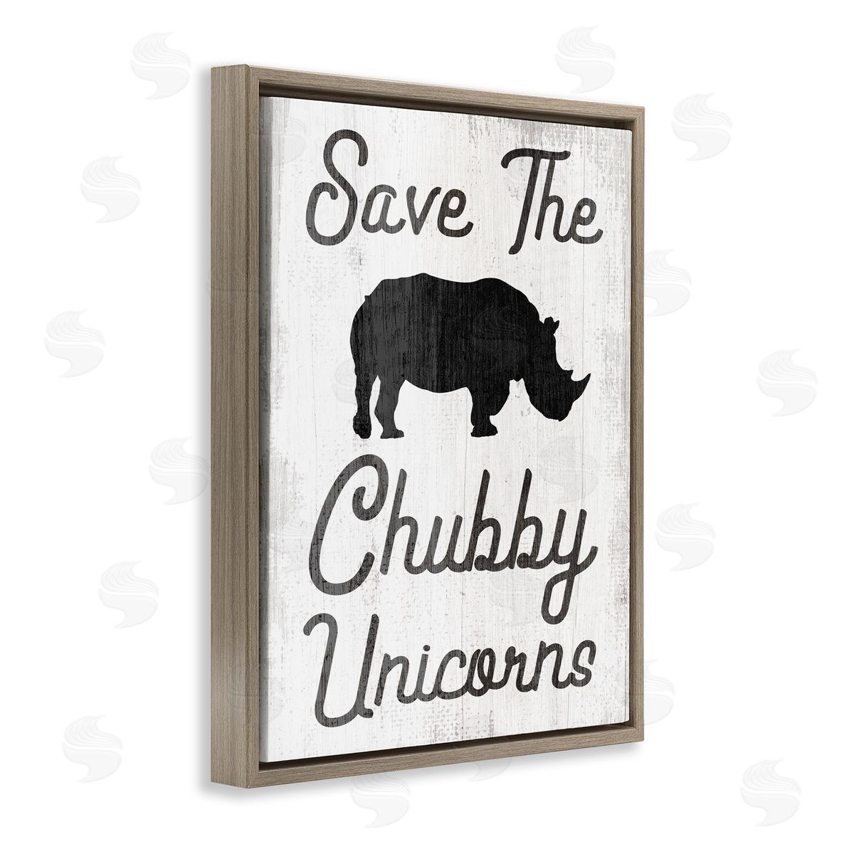 Save the Chubby Unicorns Brown Floating Frame Canvas Wall Art, Home Decor by Stupell Studio