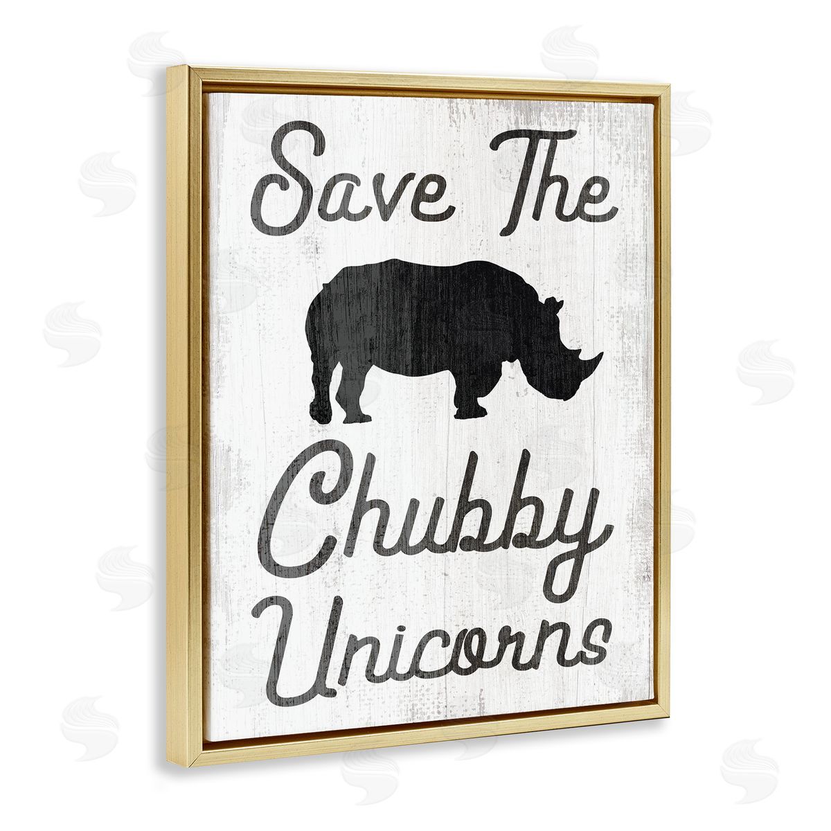 Save the Chubby Unicorns Gold Floating Frame Canvas Wall Art, Home Decor by Stupell Studio