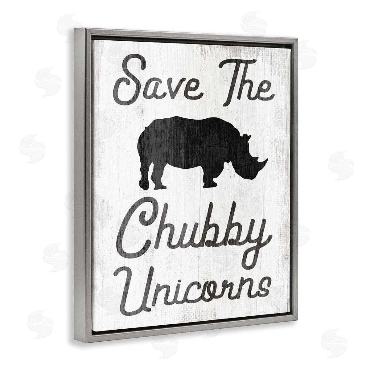 Save the Chubby Unicorns Grey Floating Frame Canvas Wall Art, Home Decor by Stupell Studio