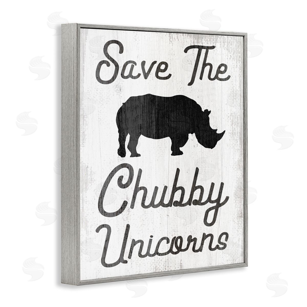Save the Chubby Unicorns Grey Frame Print Wall Art, Home Decor by Stupell Studio