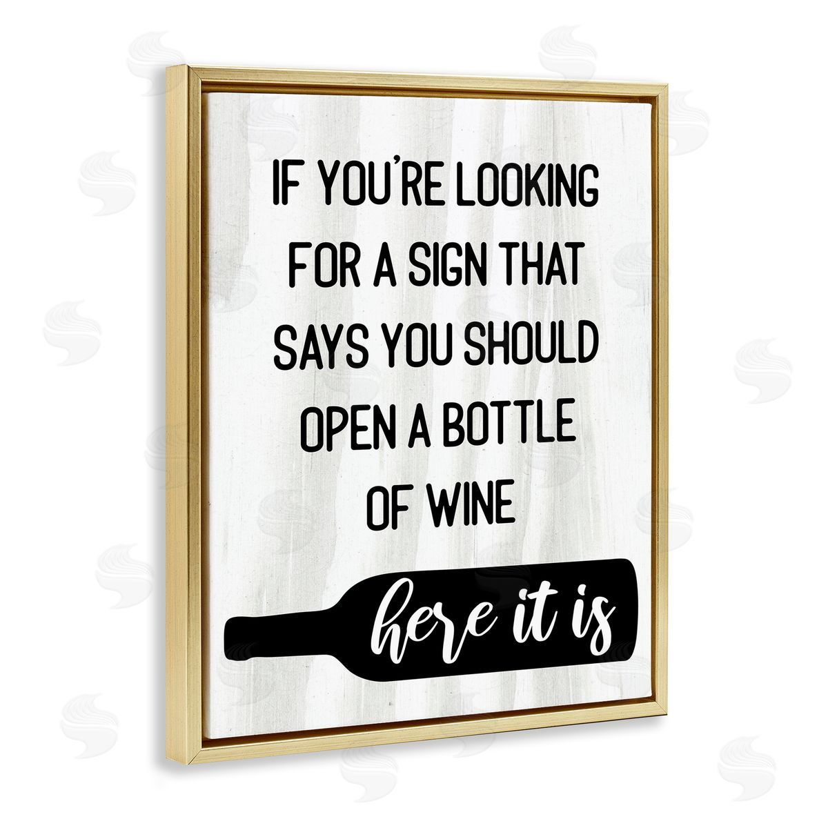 Sign to Open Wine Funny Gold Floating Frame Canvas Wall Art, Home Decor by Stupell Studio