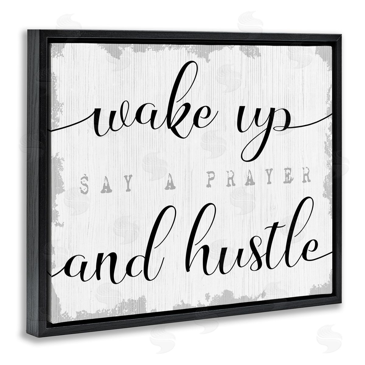 Wake Up Pray and Hustle Black Floating Frame Canvas Wall Art, Home Decor by Stupell Studio