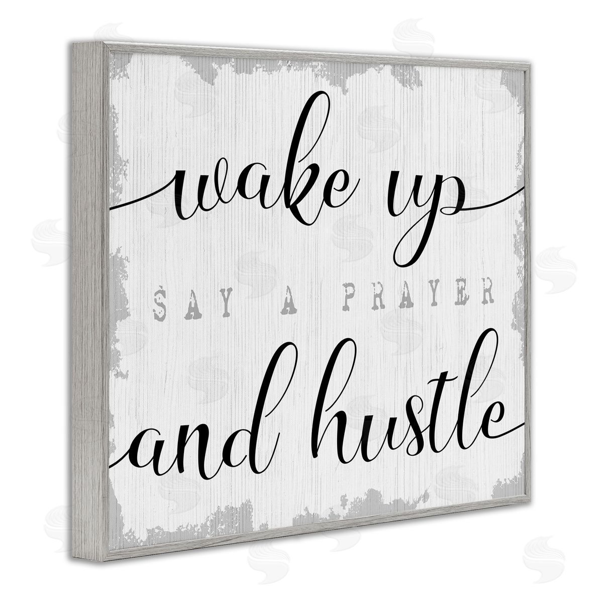 Wake Up Pray and Hustle Grey Frame Print Wall Art, Home Decor by Stupell Studio