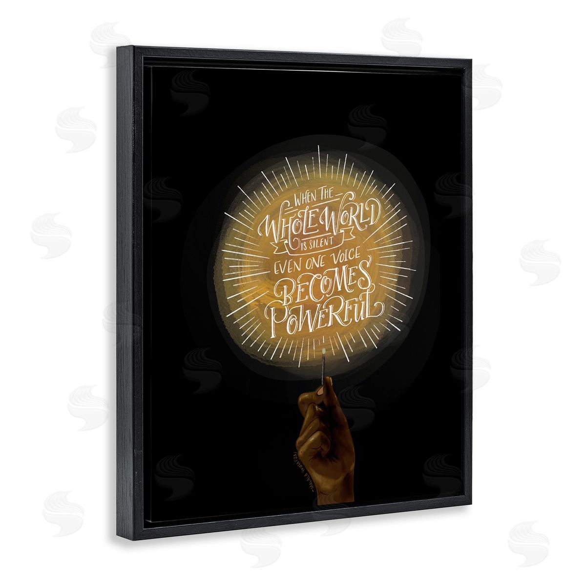 When the World Is Silent Quote Black Floating Frame Canvas Wall Art, Home Decor by Rachel Nieman
