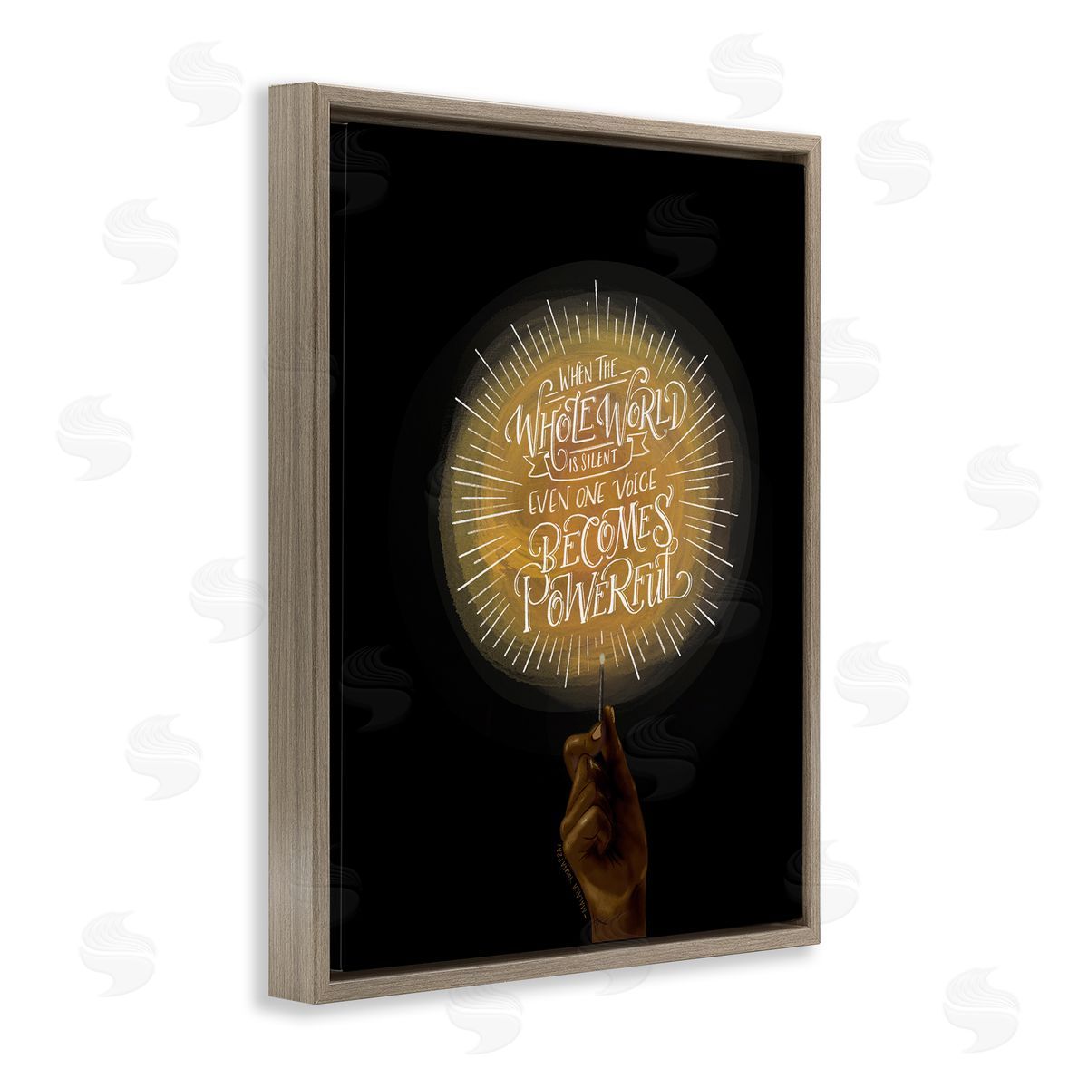 When the World Is Silent Quote Brown Floating Frame Canvas Wall Art, Home Decor by Rachel Nieman