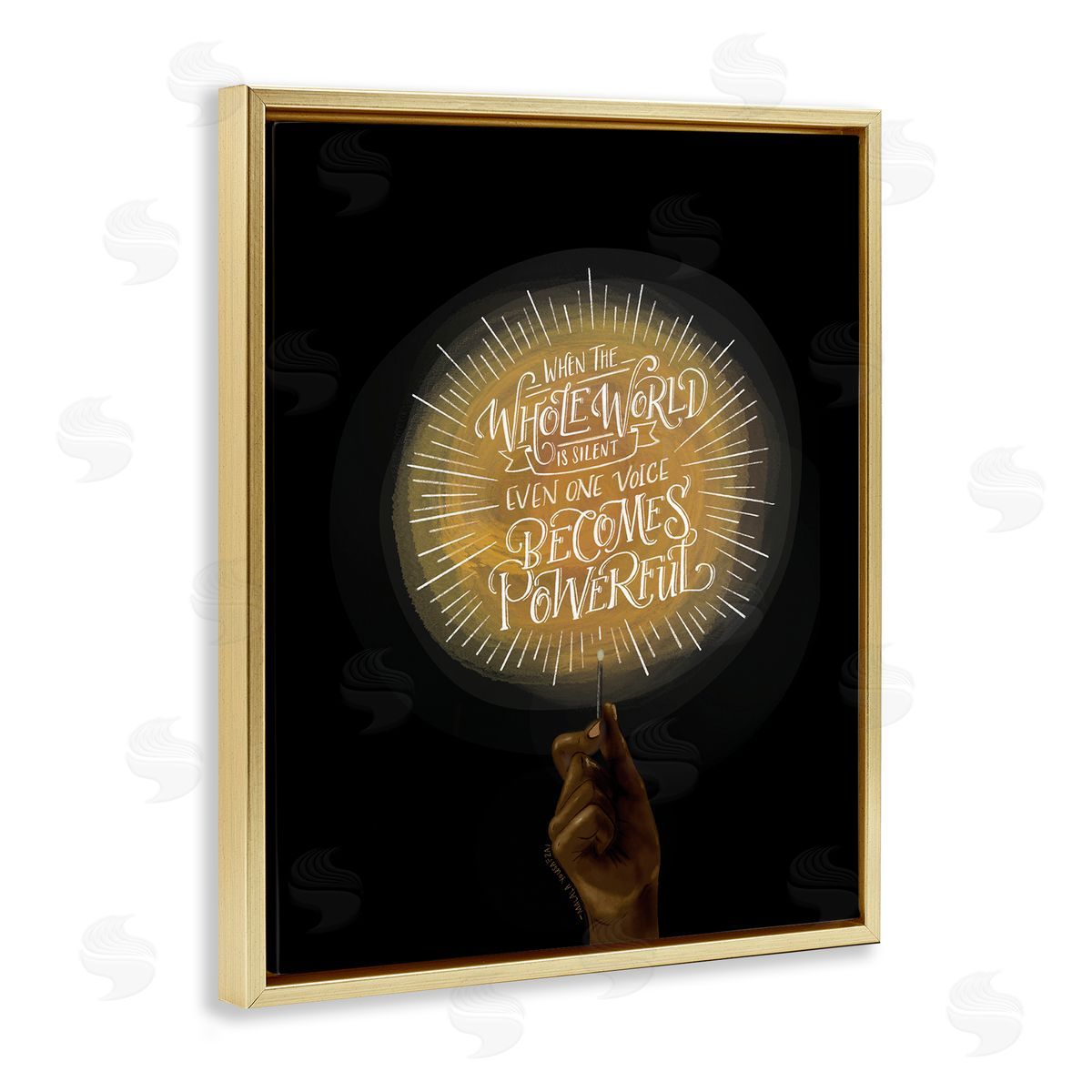 When the World Is Silent Quote Gold Floating Frame Canvas Wall Art, Home Decor by Rachel Nieman