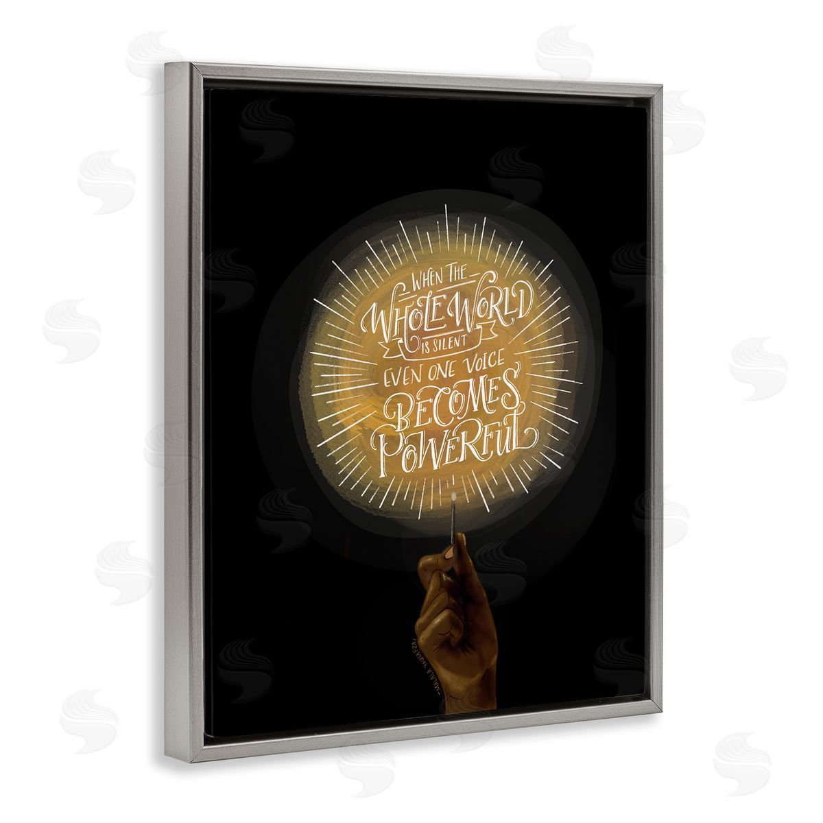 When the World Is Silent Quote Grey Floating Frame Canvas Wall Art, Home Decor by Rachel Nieman
