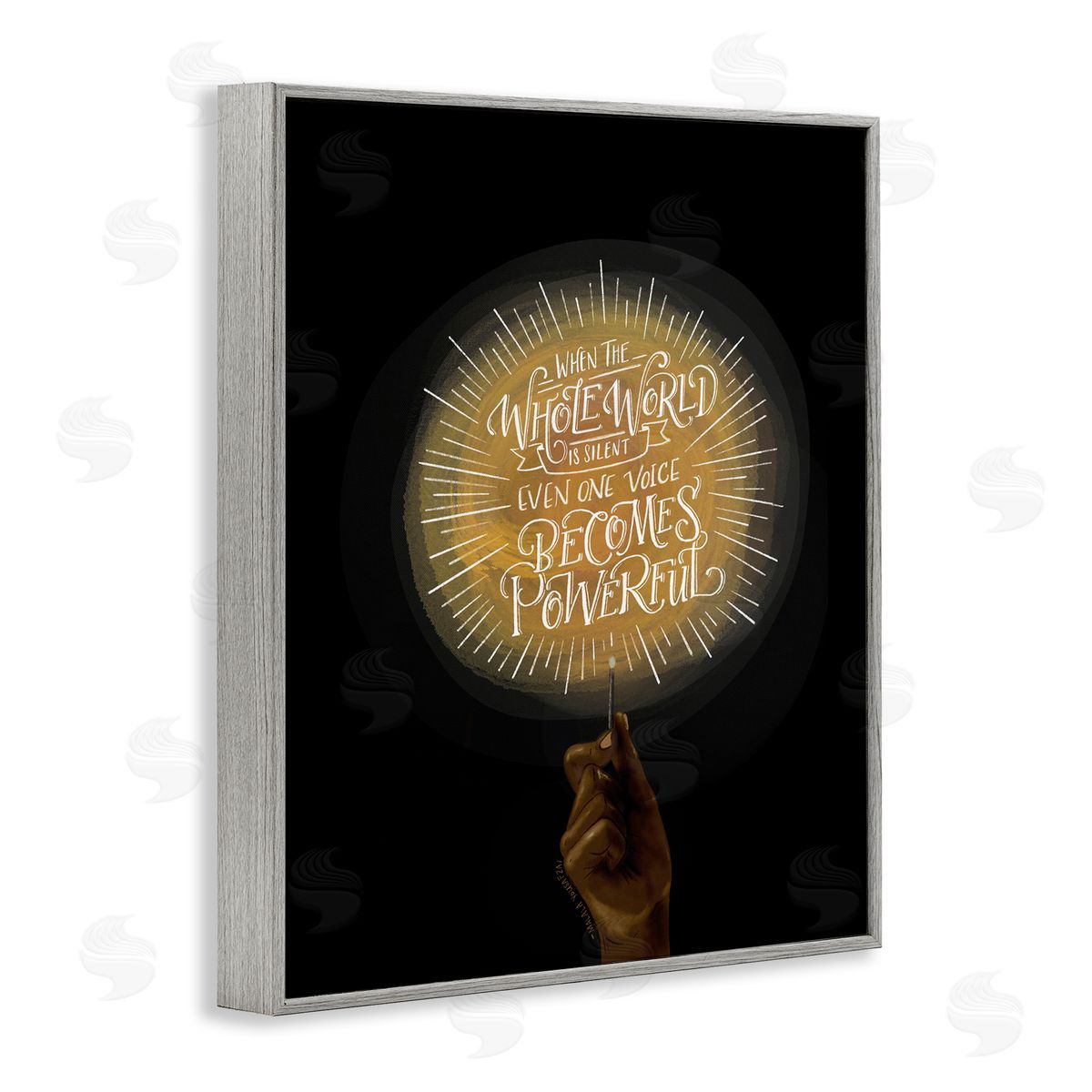 When the World Is Silent Quote Grey Frame Print Wall Art, Home Decor by Rachel Nieman