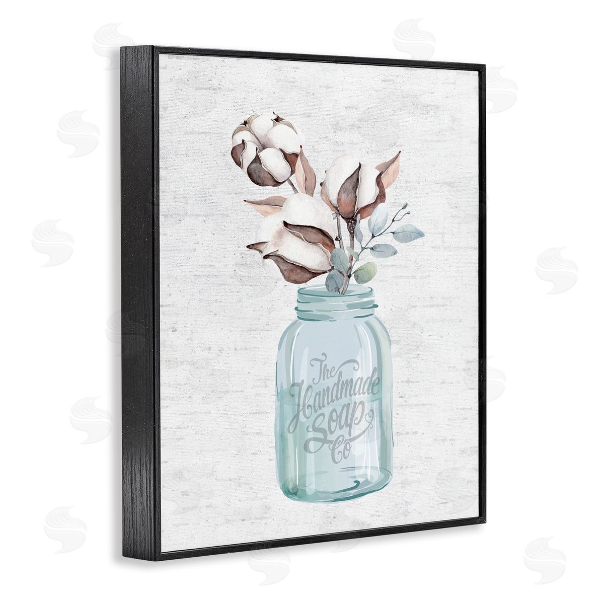 Cotton Flower in Soap Jar Black Frame Print Wall Art, Home Decor by Lettered and Lined