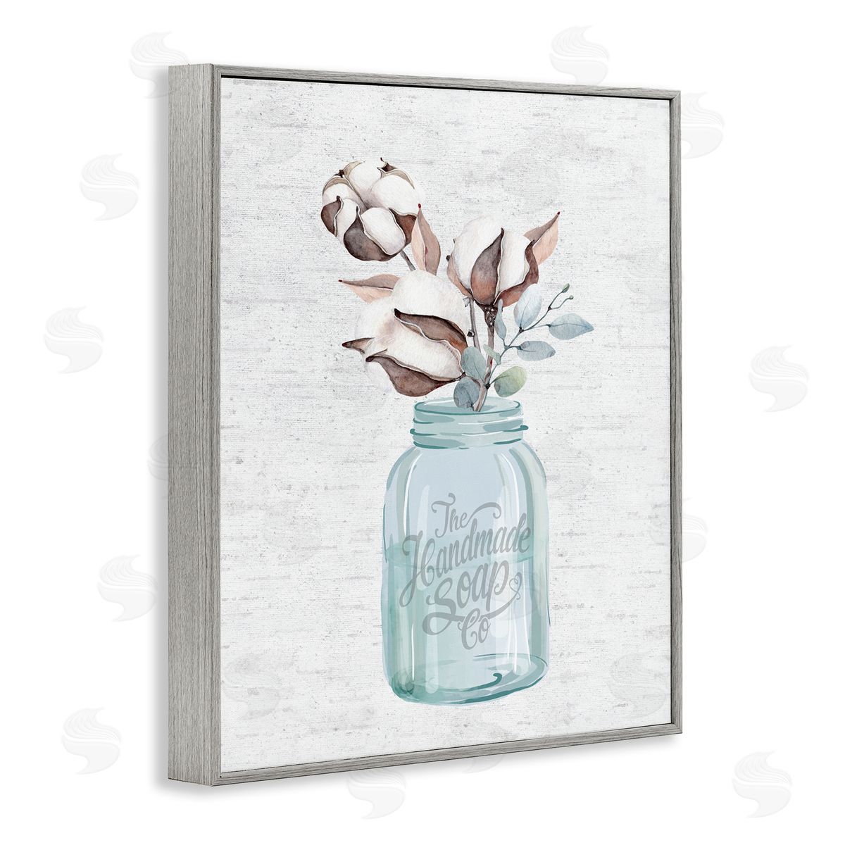 Cotton Flower in Soap Jar Grey Frame Print Wall Art, Home Decor by Lettered and Lined