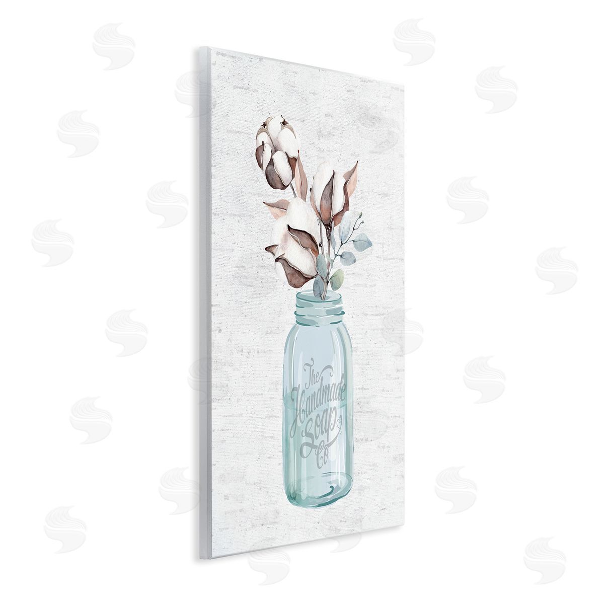 Cotton Flower in Soap Jar Wood Plaque Wall Art, Home Decor by Lettered and Lined