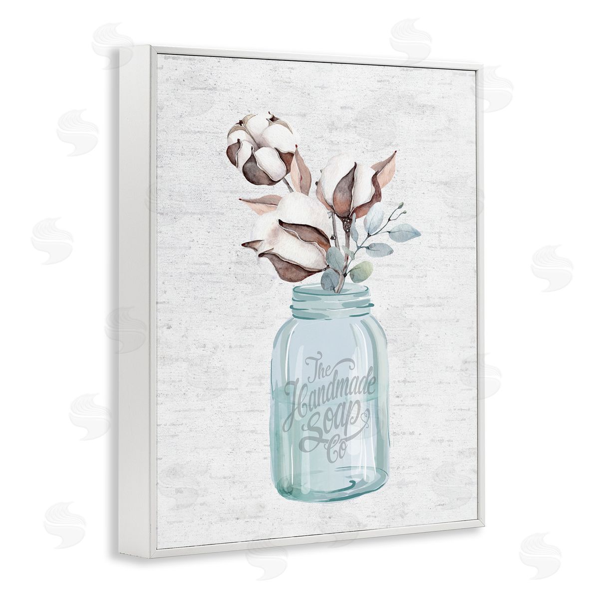 Cotton Flower in Soap Jar White Frame Print Wall Art, Home Decor by Lettered and Lined