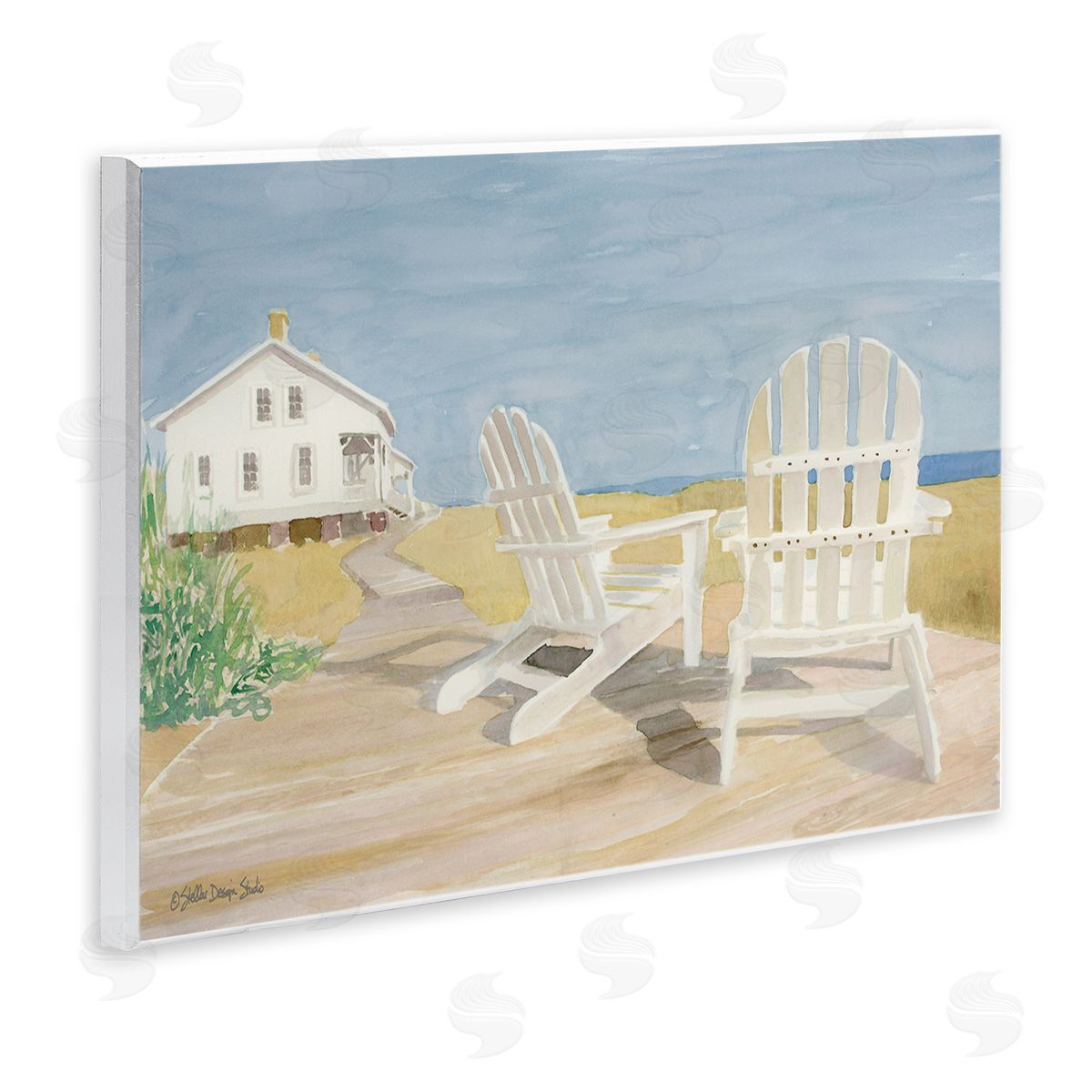 Beach Chairs by Cottage Wood Plaque Wall Art, Home Decor by Stellar Studio