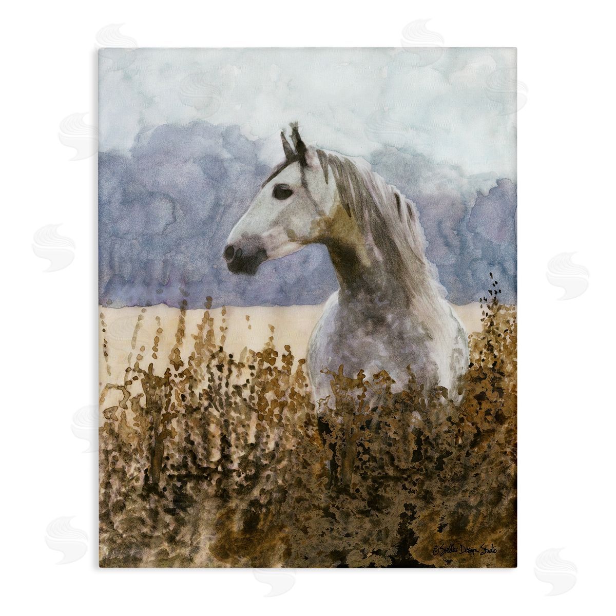 Wild Horse in Tall Grass Canvas Wall Art, Home Decor by Stellar Studio