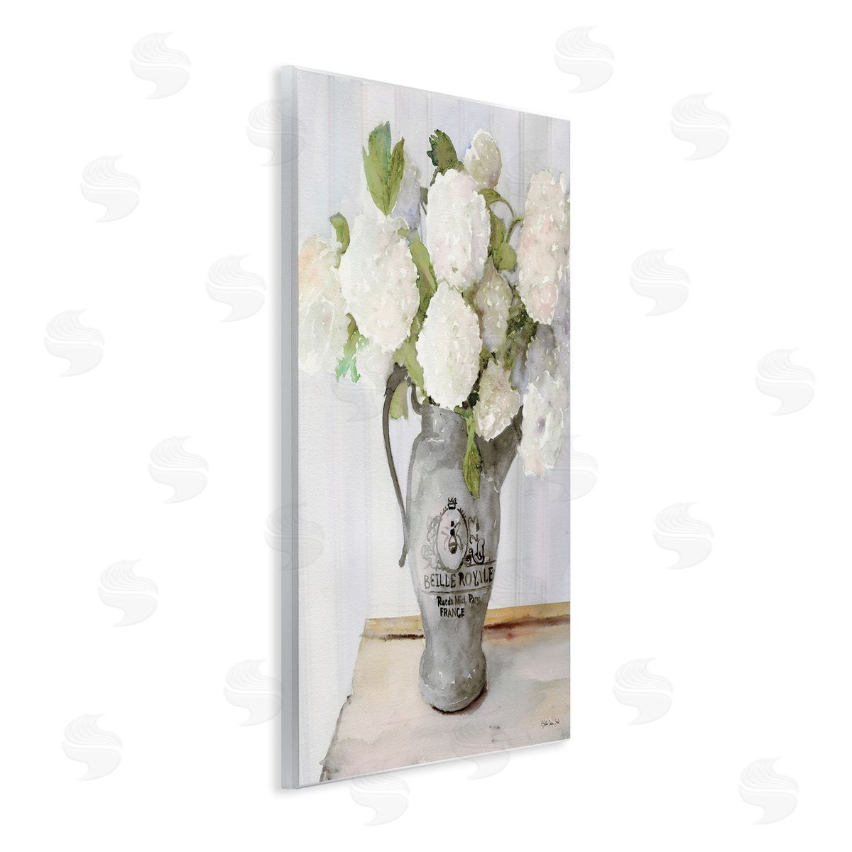 Hydrangea in French Pitcher Wood Plaque Wall Art, Home Decor by Stellar Studio