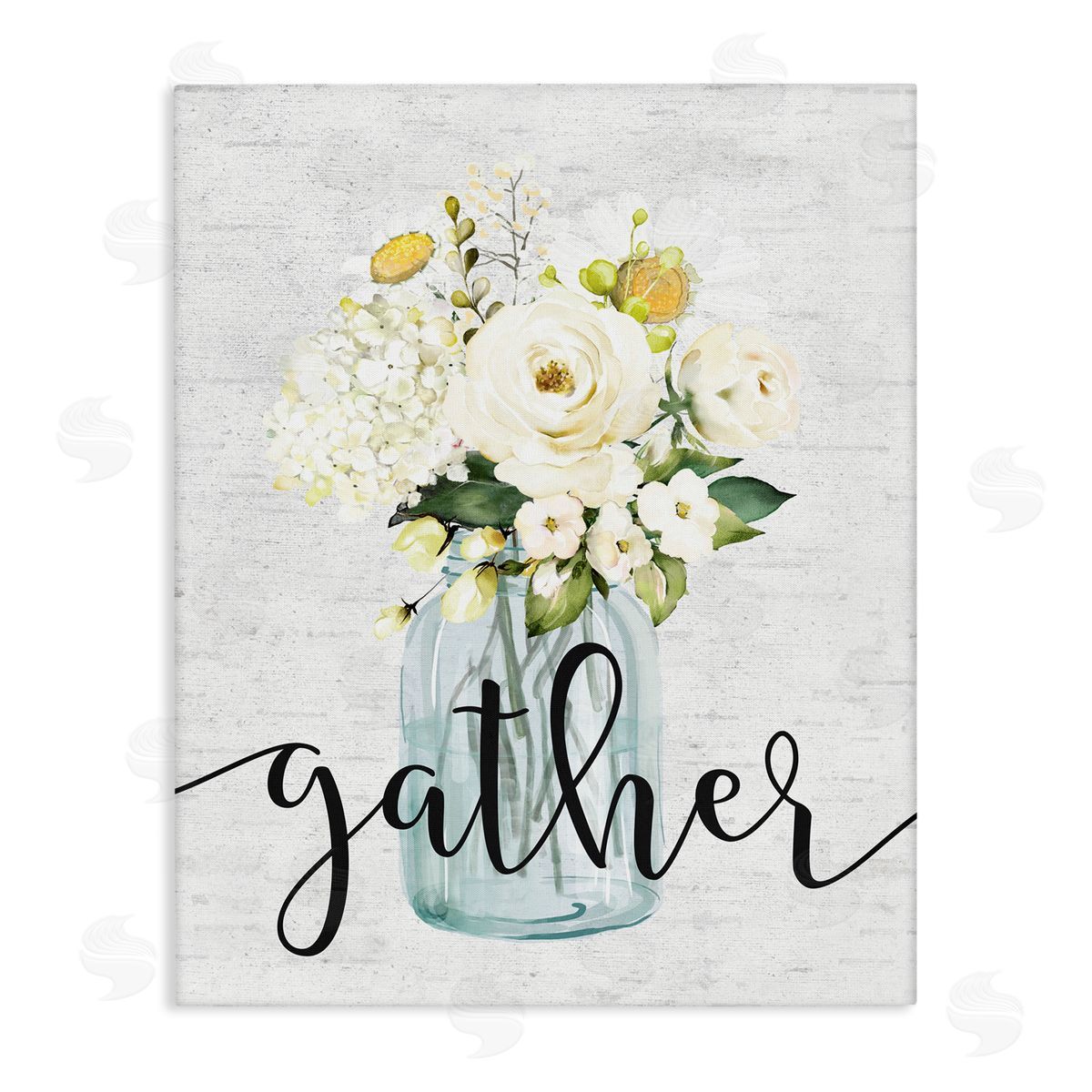 Gather Text White Spring Bouquet Canvas Wall Art, Home Decor by Lettered and Lined