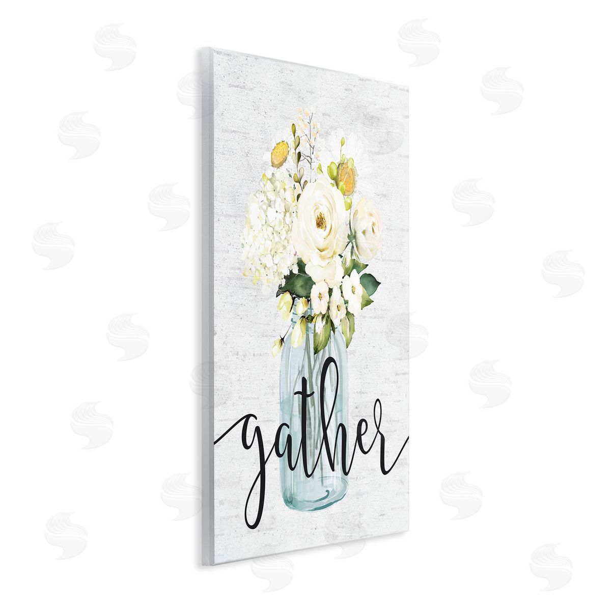 Gather Text White Spring Bouquet Wood Plaque Wall Art, Home Decor by Lettered and Lined