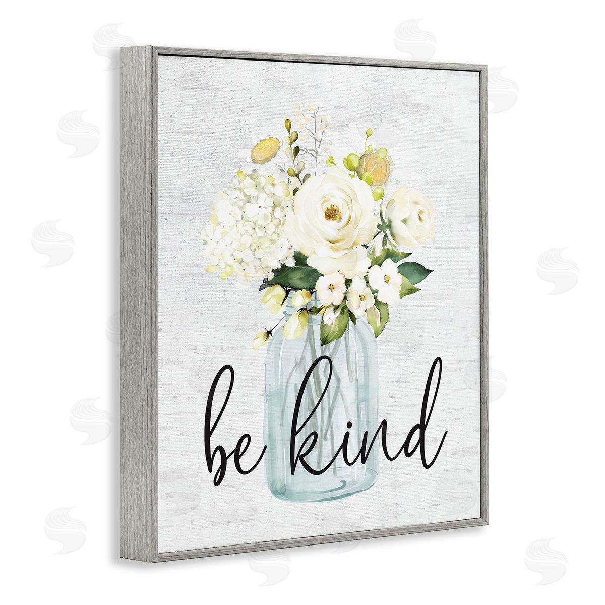 Be Kind Soft Spring Bouquet Grey Frame Print Wall Art, Home Decor by Lettered and Lined