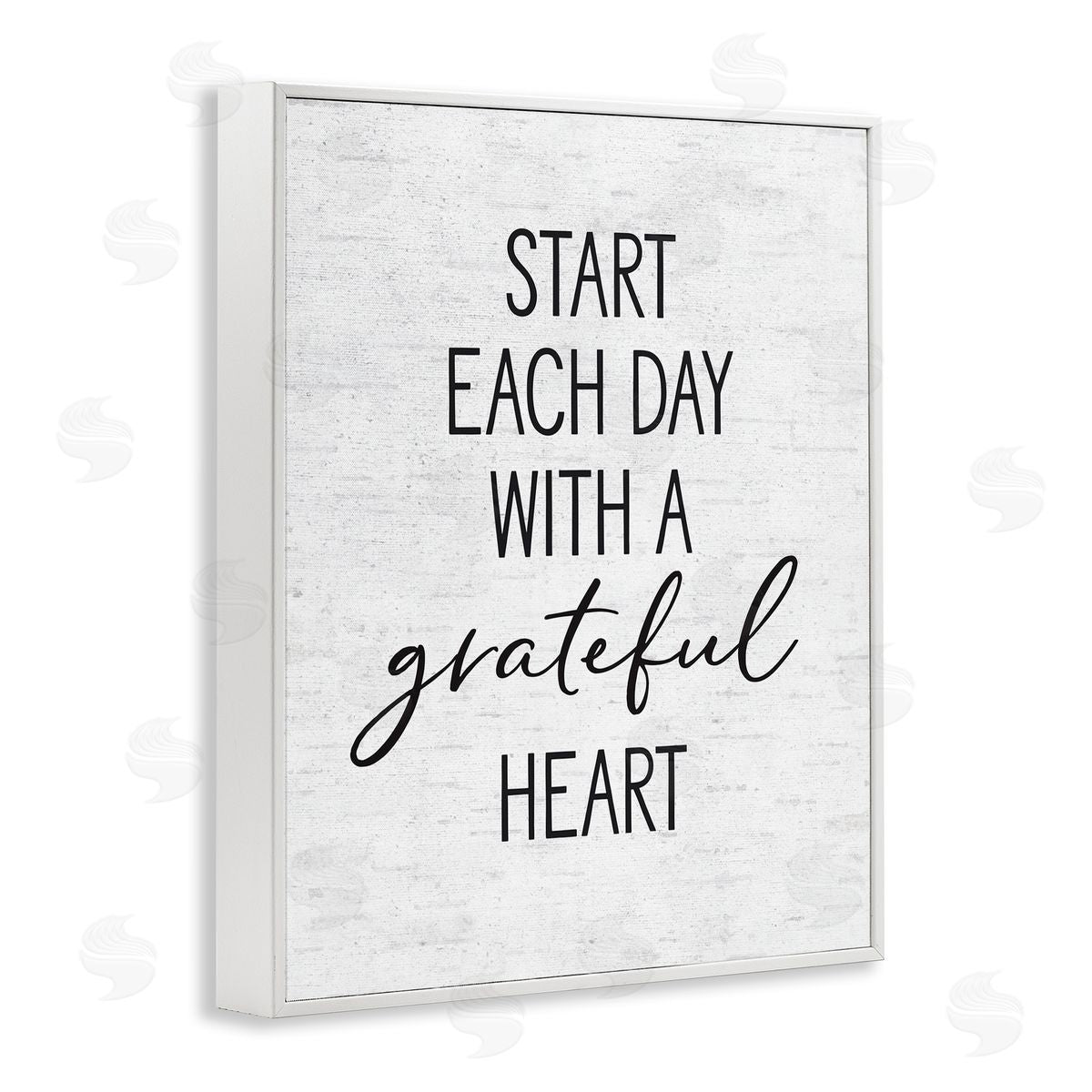 Start Each Day with Grateful Heart White Frame Print Wall Art, Home Decor by Lettered and Lined