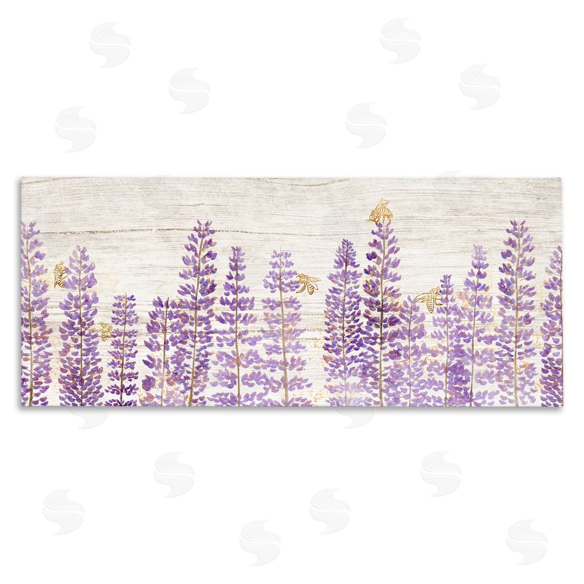 Rustic Purple Lilacs & Bees Canvas Wall Art, Home Decor by Ziwei Li
