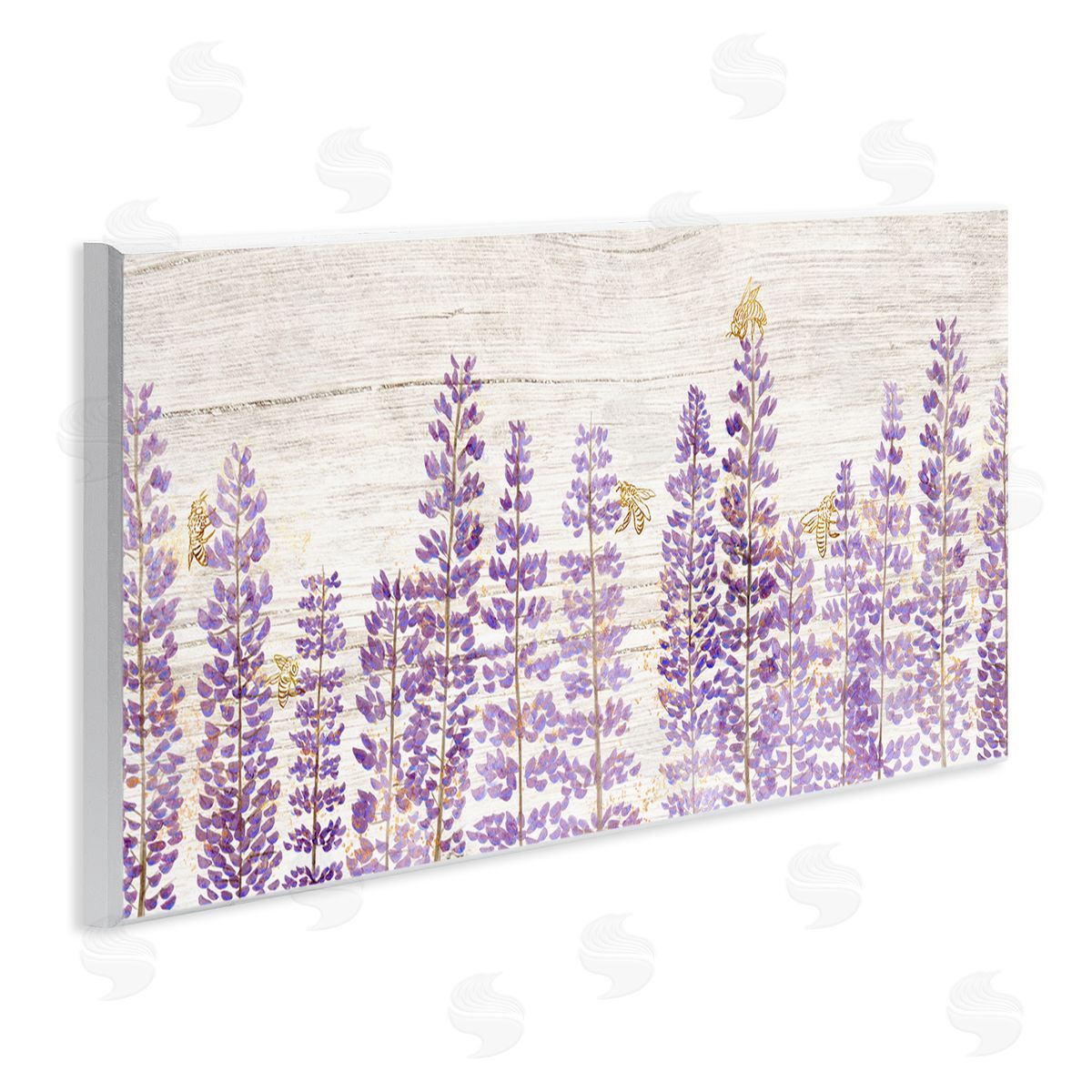 Rustic Purple Lilacs & Bees Wood Plaque Wall Art, Home Decor by Ziwei Li