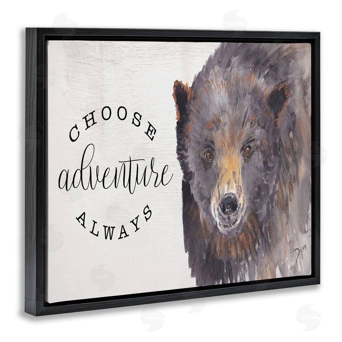 Choose Adventure Always Bear Black Floating Frame Canvas Wall Art, Home Decor by Beverly Dyer