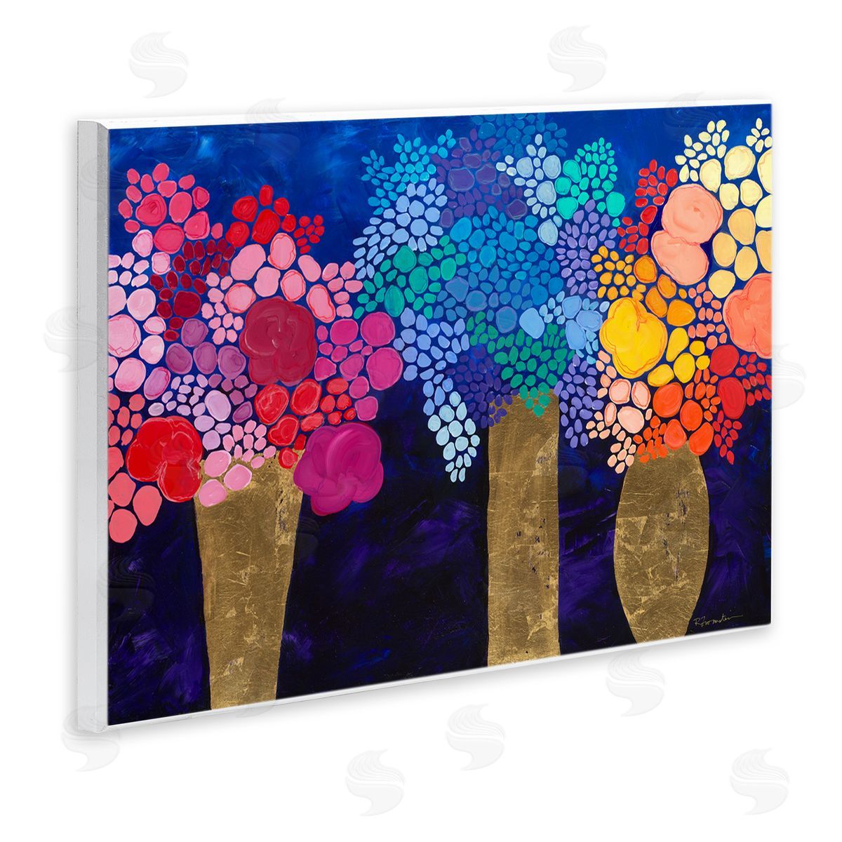 Abstract Colorful Bouquets Wood Plaque Wall Art, Home Decor by Ruth Fromstein
