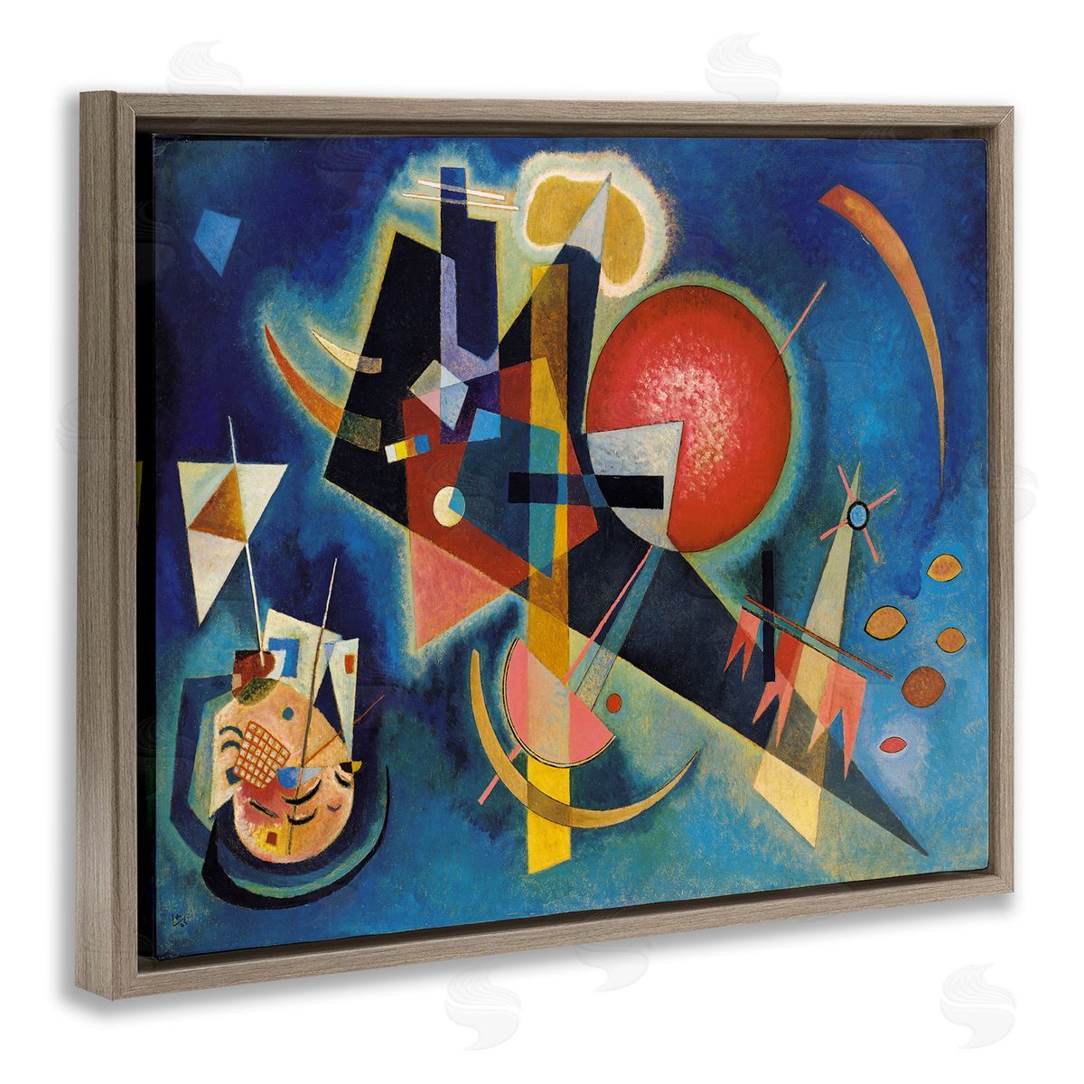 Im Blau Classical Abstract Painting Brown Floating Frame Canvas Wall Art, Home Decor by Wassily Kandinsky