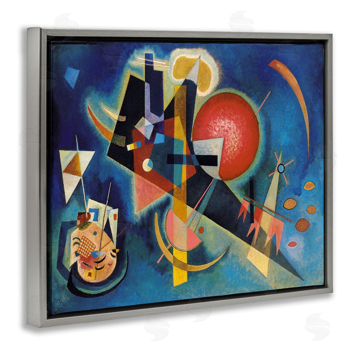 Im Blau Classical Abstract Painting Grey Floating Frame Canvas Wall Art, Home Decor by Wassily Kandinsky