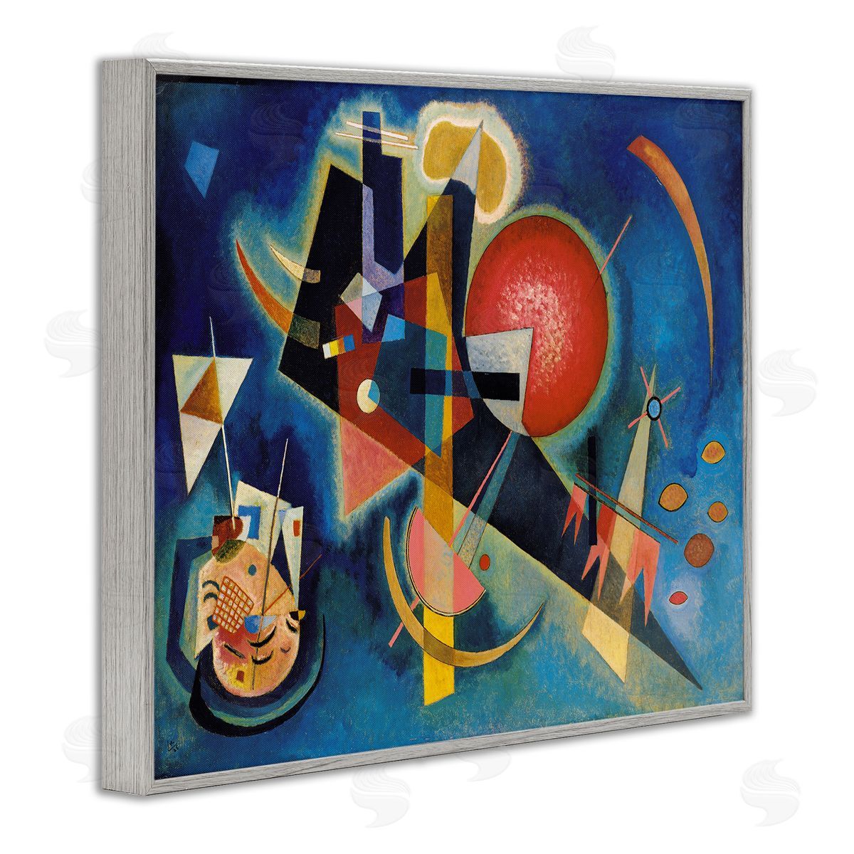 Im Blau Classical Abstract Painting Grey Frame Print Wall Art, Home Decor by Wassily Kandinsky