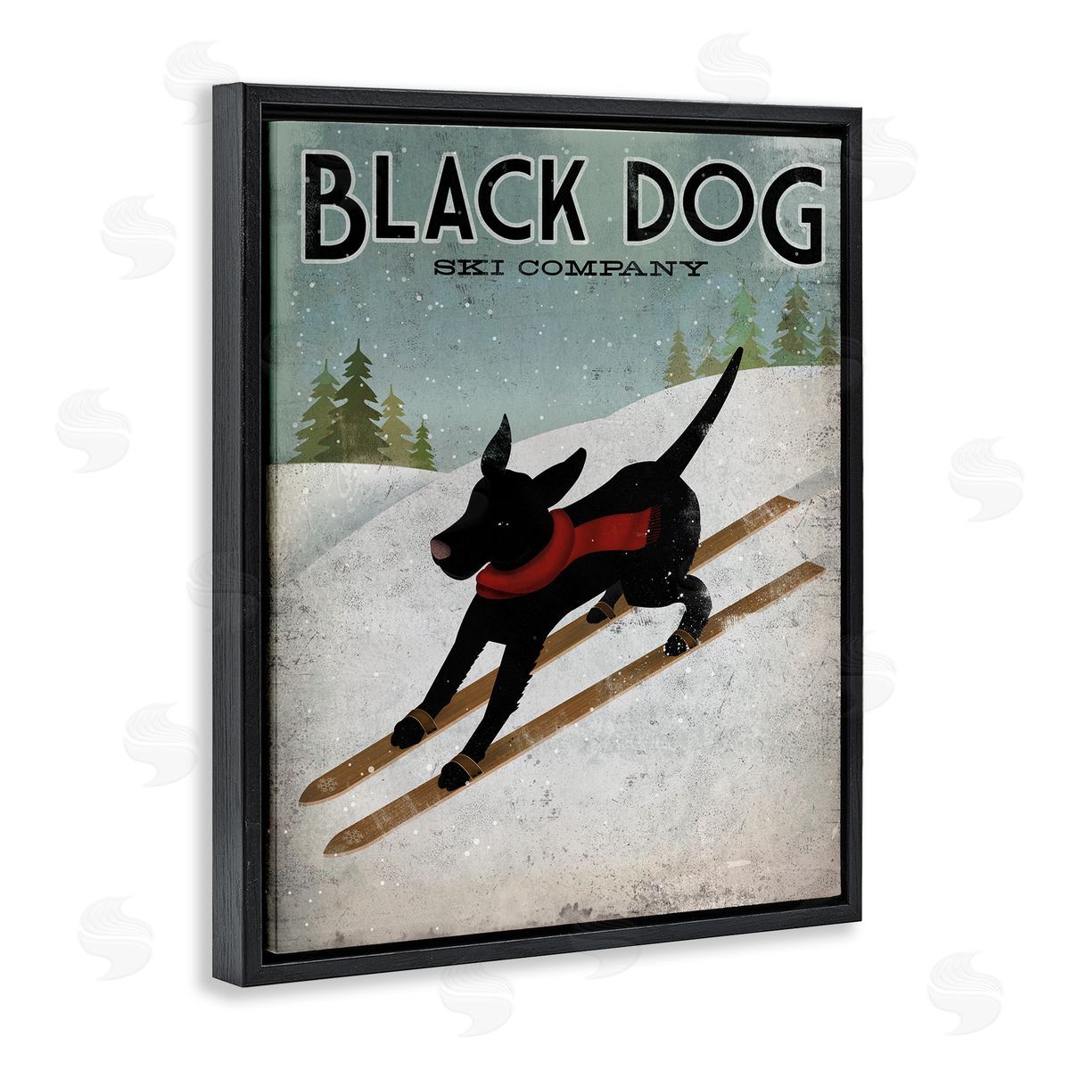 Black Dog Ski Company Black Floating Frame Canvas Wall Art, Home Decor by Ryan Fowler