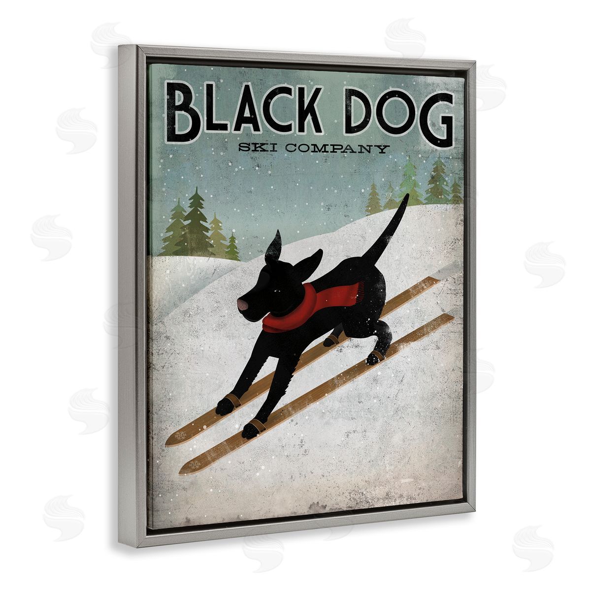 Black Dog Ski Company Grey Floating Frame Canvas Wall Art, Home Decor by Ryan Fowler