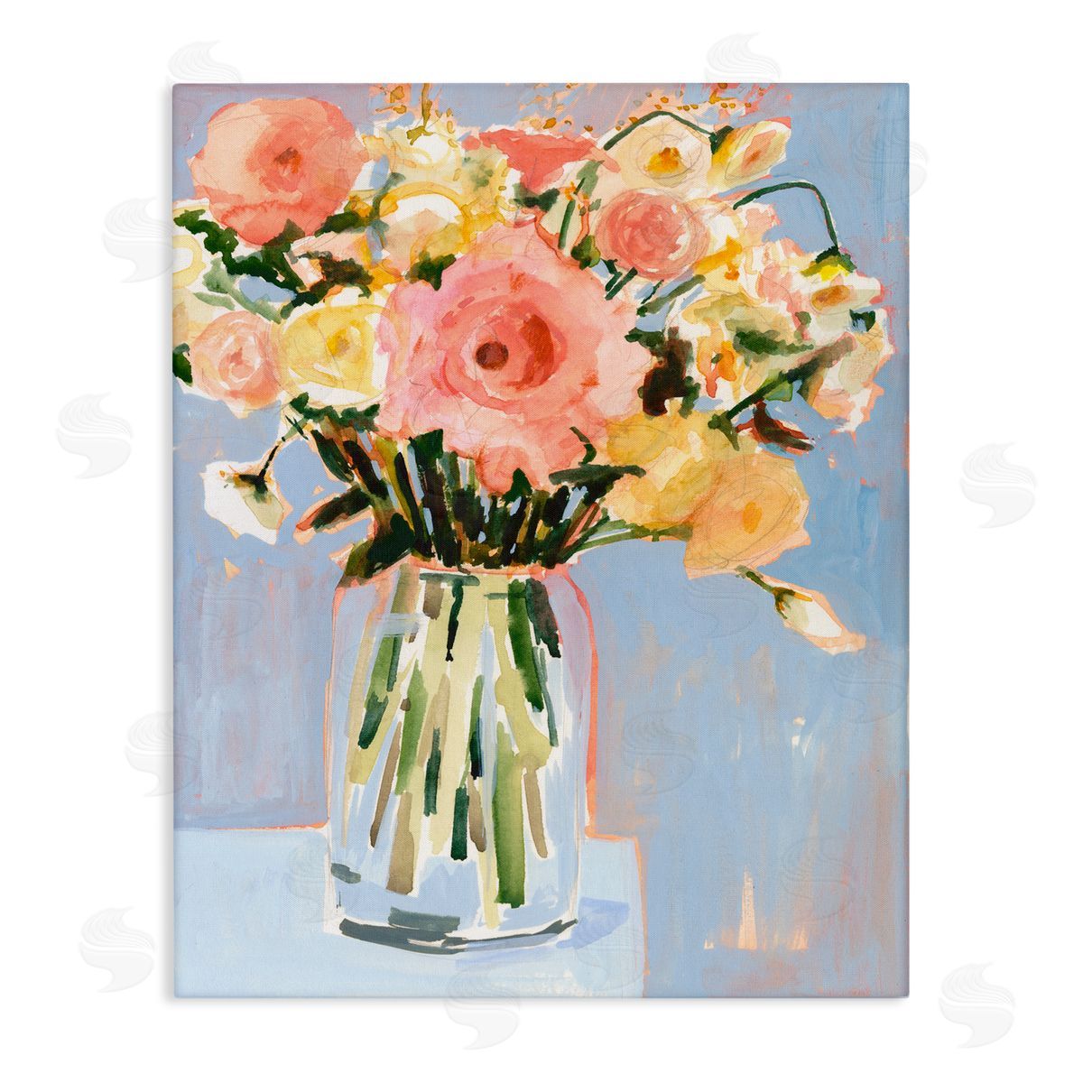 Pink Florals Undone Arrangement Canvas Wall Art, Home Decor by Victoria Borges