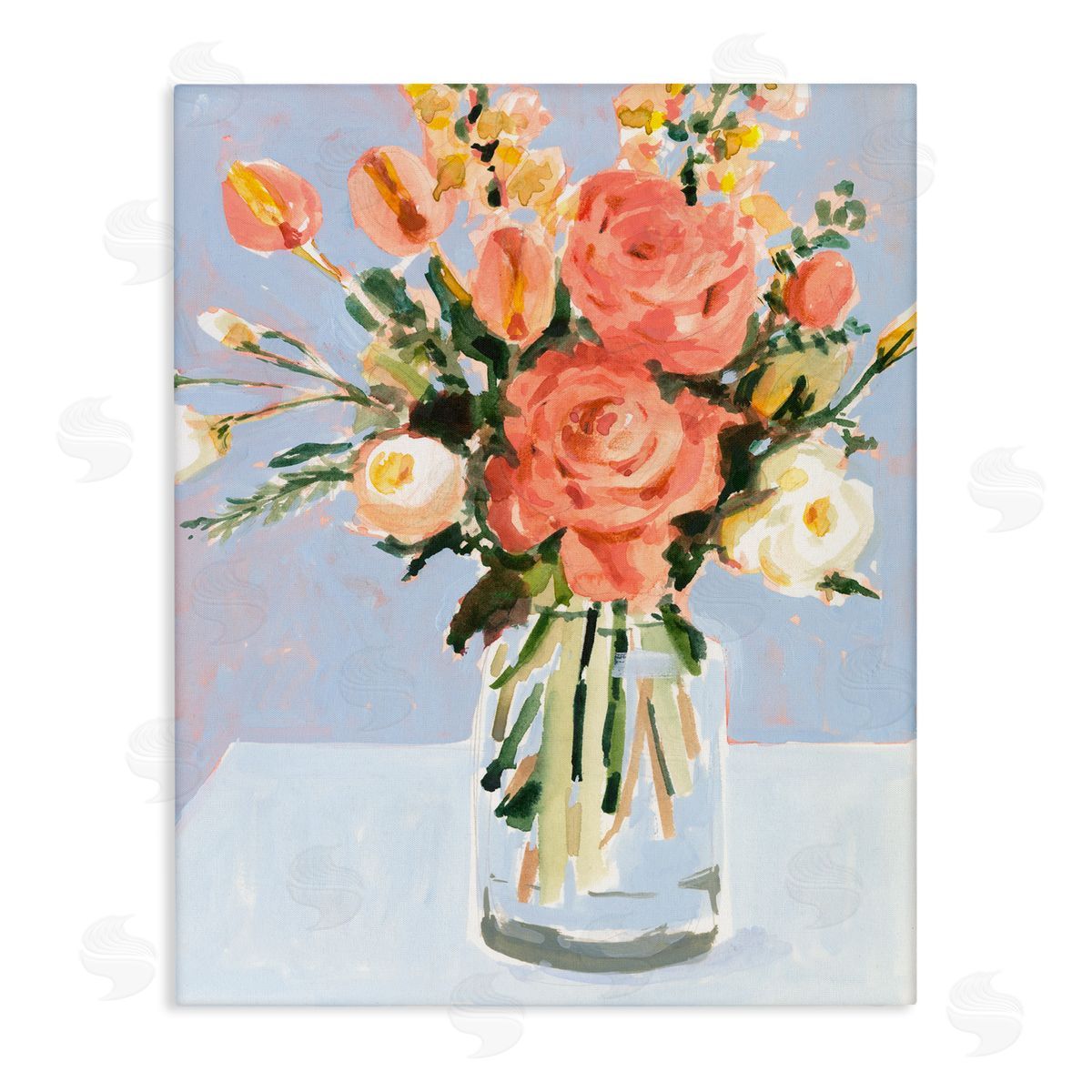 Blushing Florals Undone Arrangement Canvas Wall Art, Home Decor by Victoria Borges