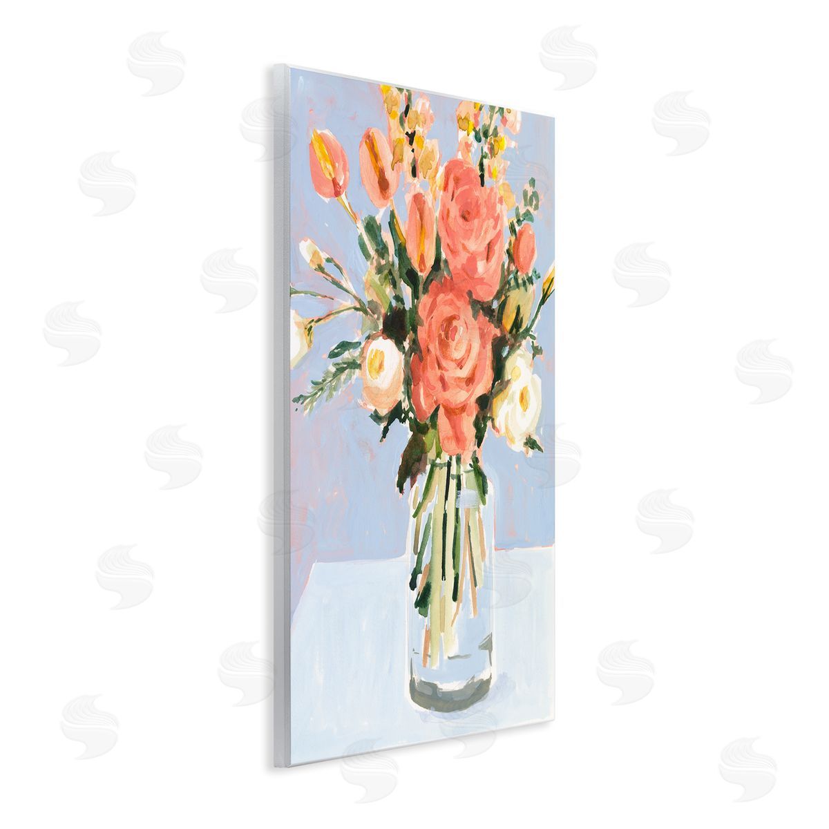 Blushing Florals Undone Arrangement Wood Plaque Wall Art, Home Decor by Victoria Borges