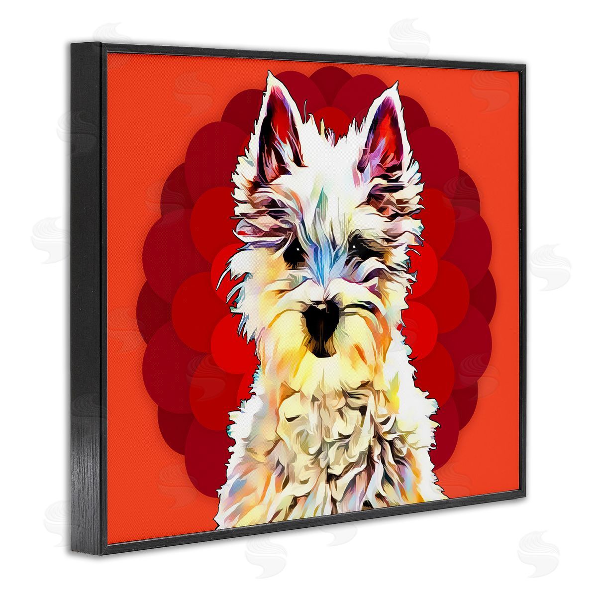 Westie Dog Red Pop Art Black Frame Print Wall Art, Home Decor by Kim Curinga