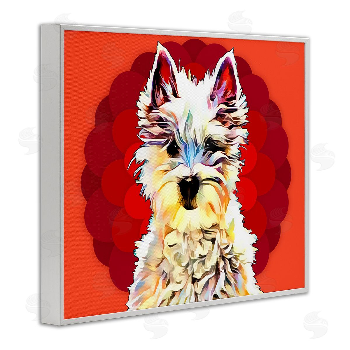 Westie Dog Red Pop Art White Frame Print Wall Art, Home Decor by Kim Curinga