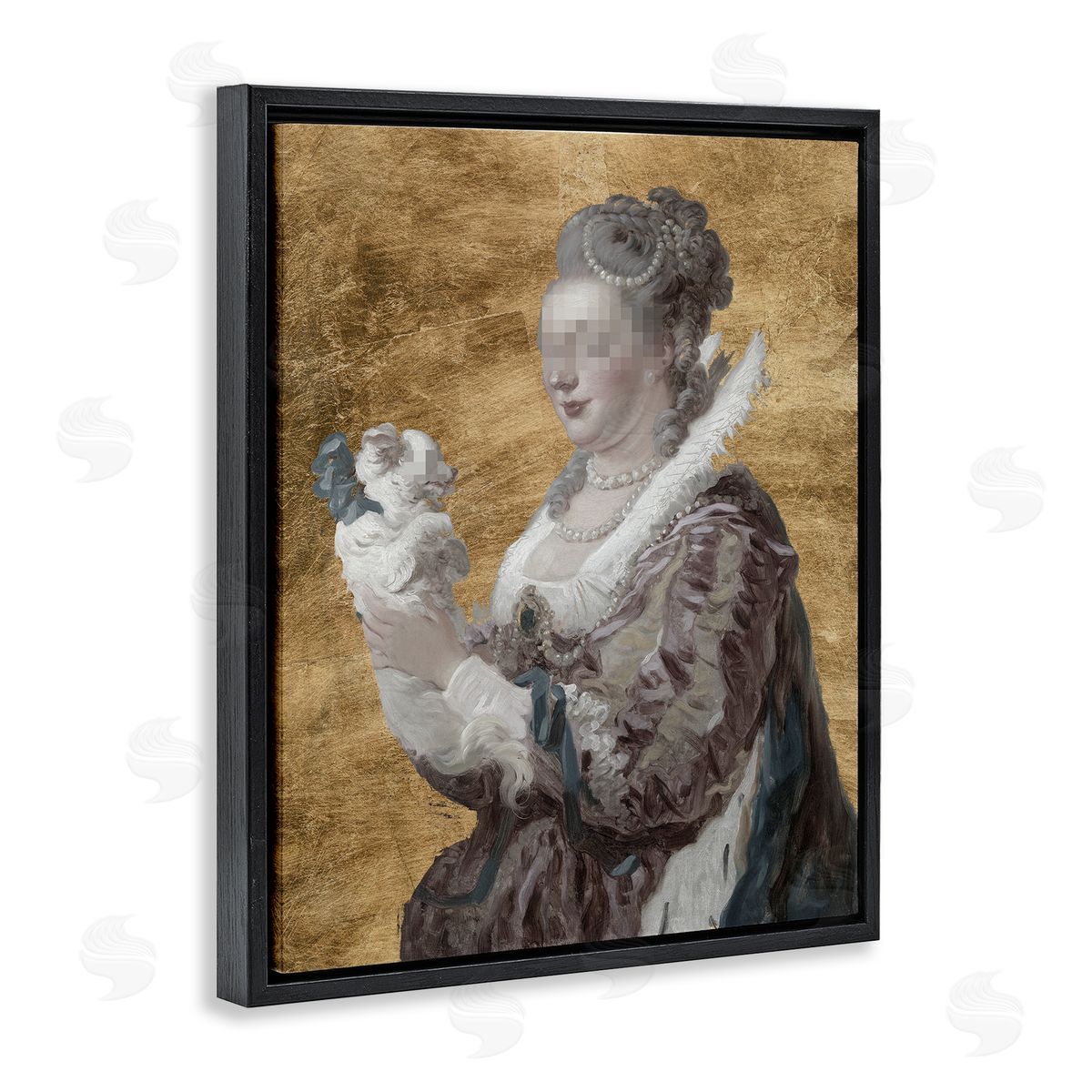 Mystery Duchess with Puppy Black Floating Frame Canvas Wall Art, Home Decor by Studio W