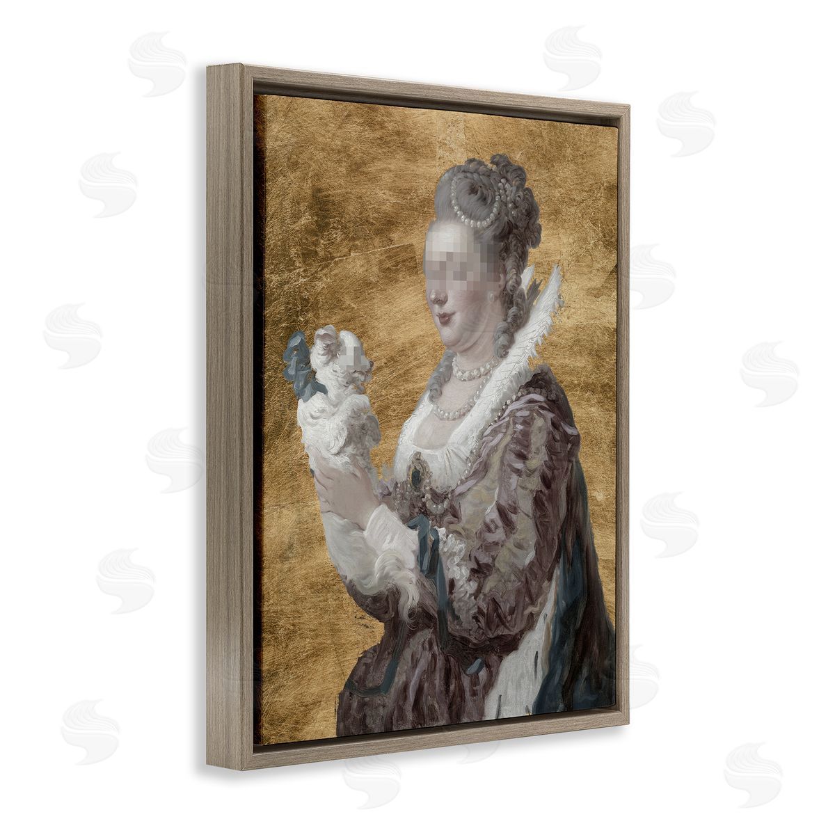 Mystery Duchess with Puppy Brown Floating Frame Canvas Wall Art, Home Decor by Studio W