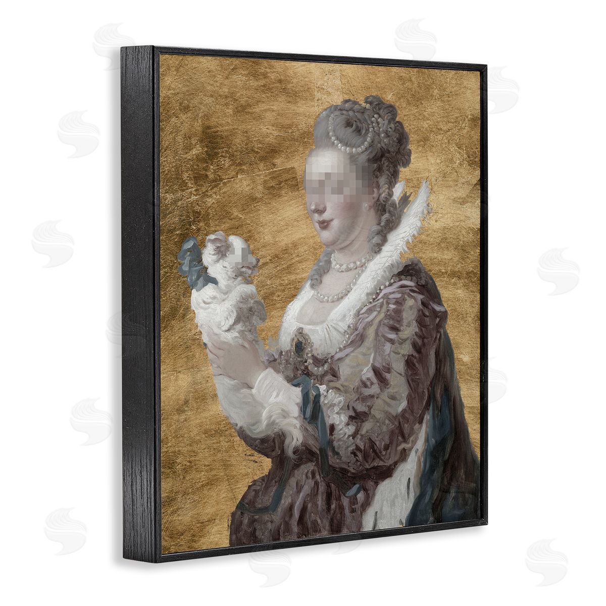 Mystery Duchess with Puppy Black Frame Print Wall Art, Home Decor by Studio W