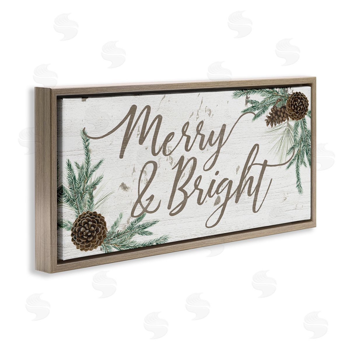 Merry & Bright Pinecones Brown Floating Frame Canvas Wall Art, Home Decor by Grace Popp