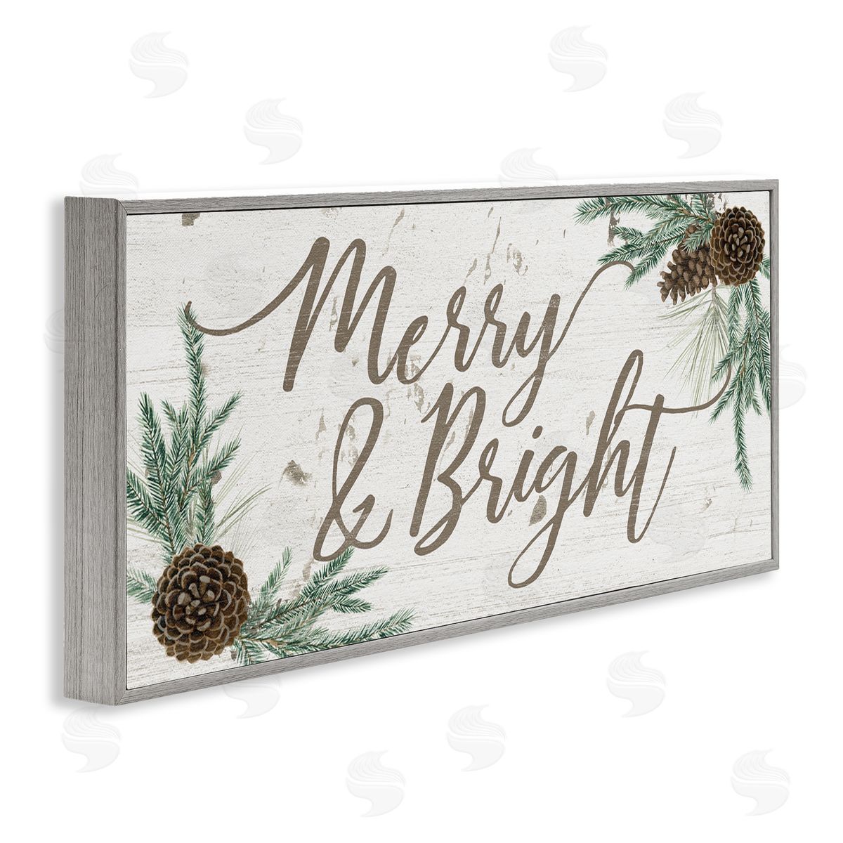 Merry & Bright Pinecones Grey Frame Print Wall Art, Home Decor by Grace Popp
