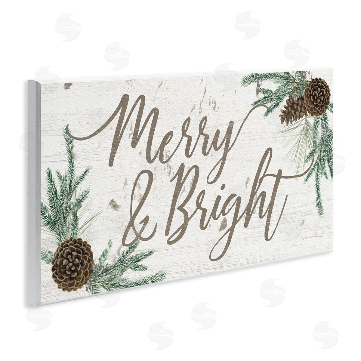 Merry & Bright Pinecones Wood Plaque Wall Art, Home Decor by Grace Popp