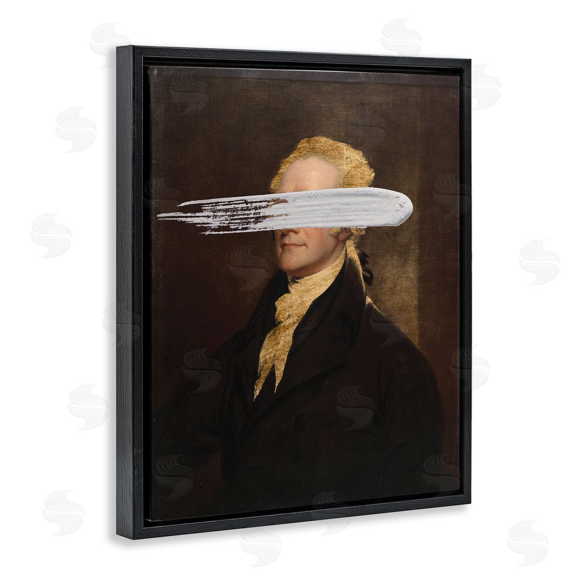 Censored Hamilton Portrait Black Floating Frame Canvas Wall Art, Home Decor by Jennifer Goldberger