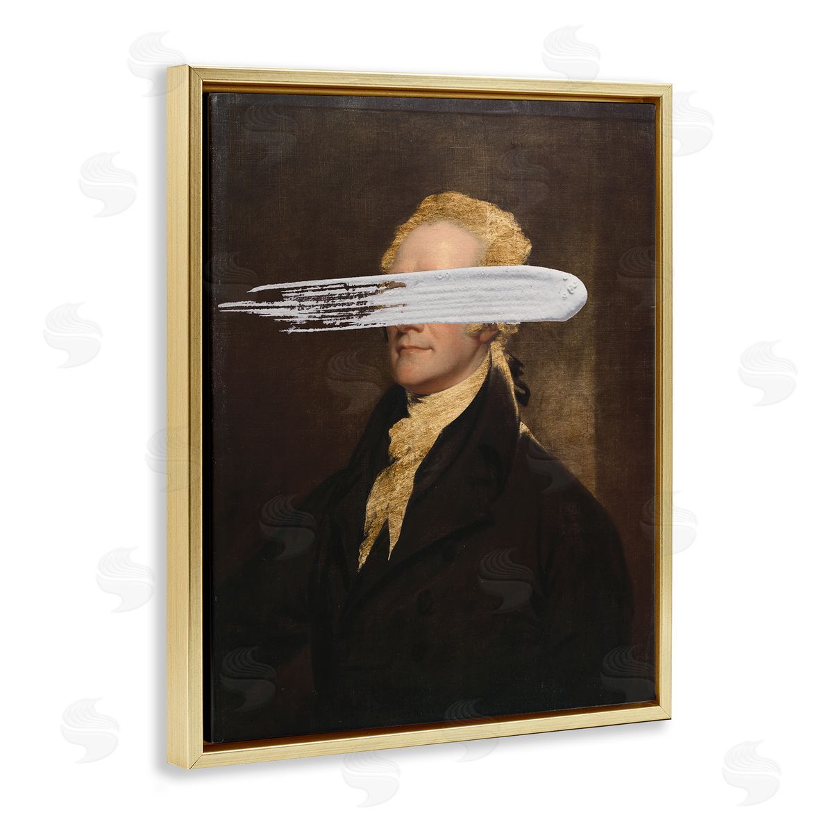 Censored Hamilton Portrait Gold Floating Frame Canvas Wall Art, Home Decor by Jennifer Goldberger