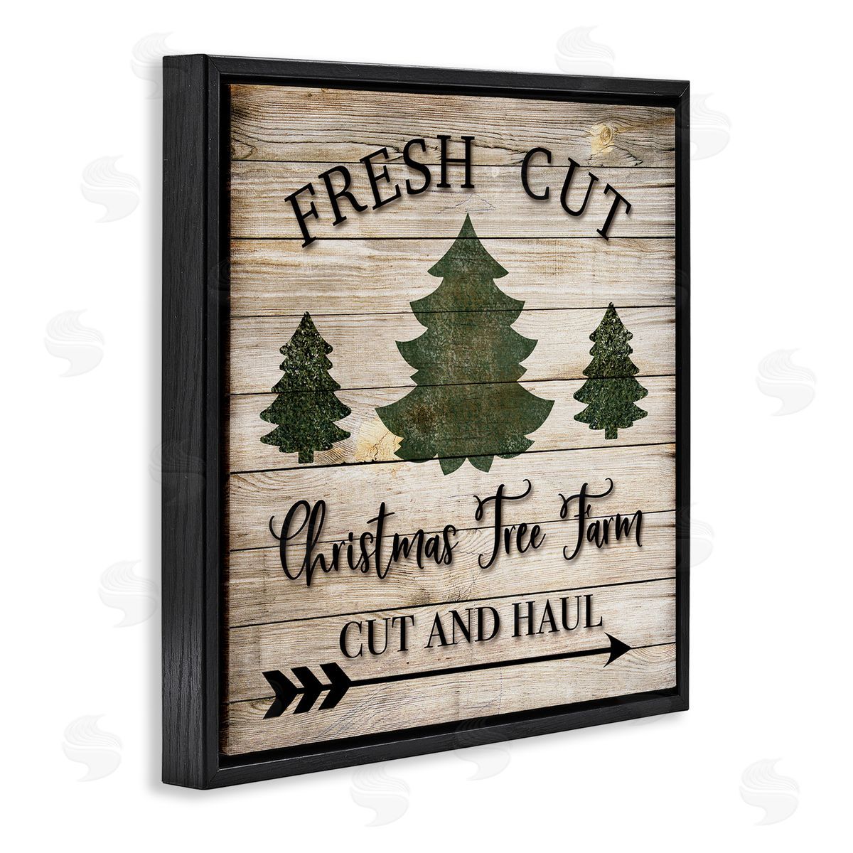 Rustic Fresh Cut Trees Sign Black Floating Frame Canvas Wall Art, Home Decor by Ashley Burton