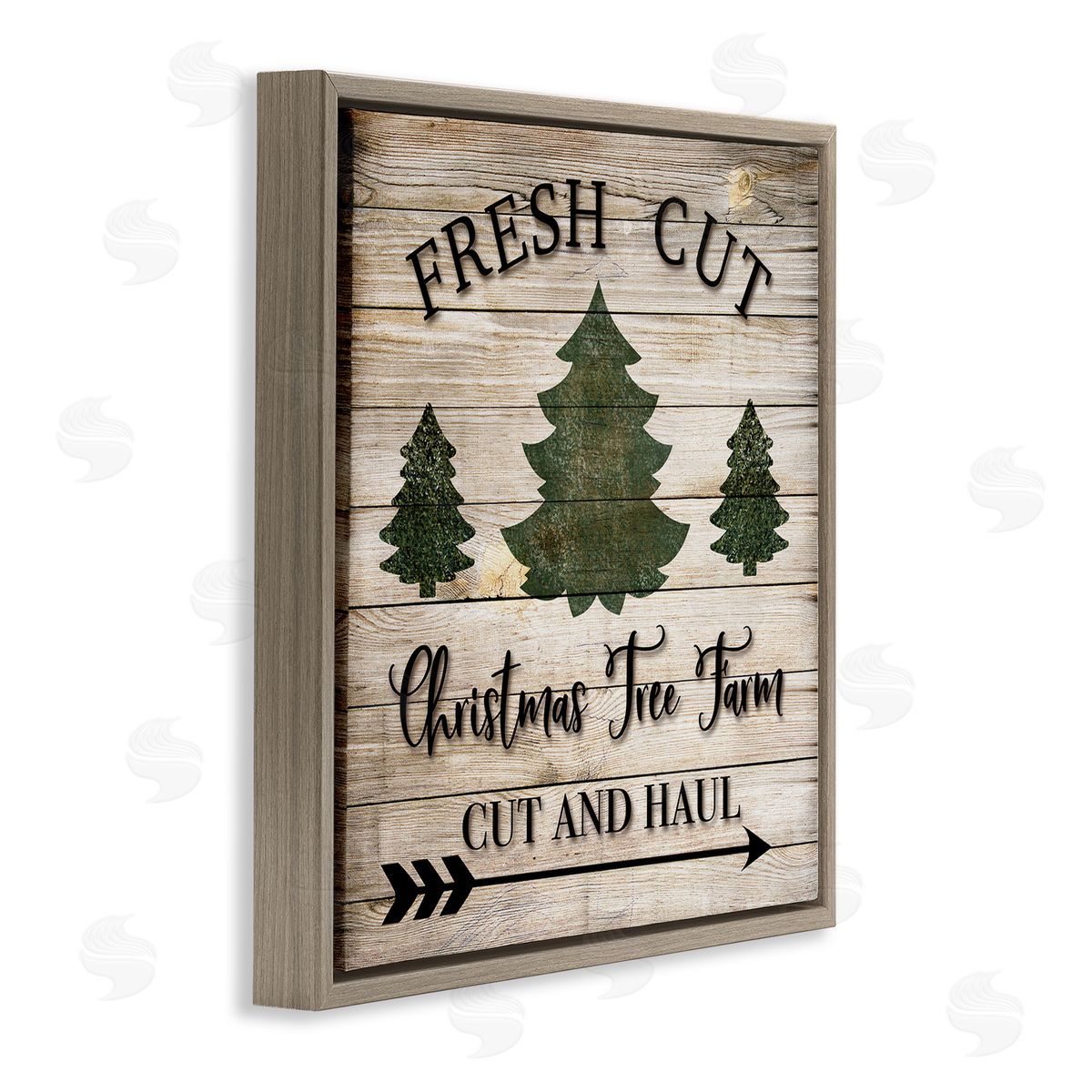 Rustic Fresh Cut Trees Sign Brown Floating Frame Canvas Wall Art, Home Decor by Ashley Burton